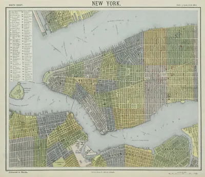 £189 • Buy NEW YORK CITY Town Map Plan. Midtown/Upper Manhattan Brooklyn. LETTS 1884