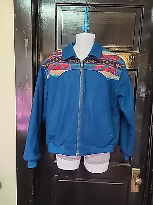 VIntage Pendleton Wool Jacket Large Aztec High Grade Western Wear Blue Zip Up • $44.99