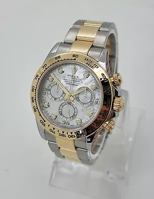 Rolex 116503 Daytona 18K Yellow Gold & Steel Diamond MOP Dial Watch B&Ps • £22995