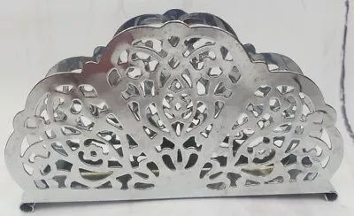 Vintage Irvin Ware USA Chrome Plated Lace Filigree Napkin Letter Holder • $6.97