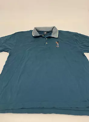 VTG Warner Bros Studio Store Looney Tunes Daffy Duck Golf Polo Blue XL Men's A35 • $12.75