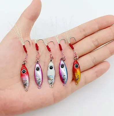 6PCS Micro Metal Jig Fishing Lures Shore Casting Jigging Spoon Saltwater Lure • $10.11