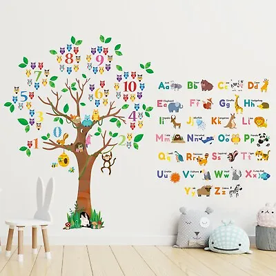 BASHOM BS-113 Number Tree Alphabet Kids Wall Stickers For Nursery Bedroom • £16.99