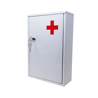 Medicine Cabinet First Aid Wall Mounted Lockable Medical Cupboard • £14.95