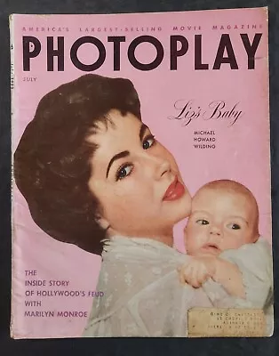 Vintage Photoplay Magazine July 1953 Elizabeth Taylor Marilyn Monroe Tony Curtis • $12