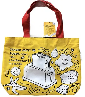 $9.99 • Buy NWT Trader Joes Reusable Shopping Bag Breakfast Waffle Toast Milk Yellow Cotton