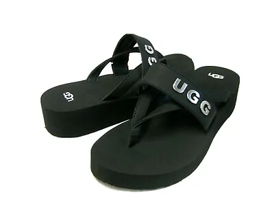 Ugg Luna Logo Charm Women Flip Flops Black Us 9 /uk 7 /eu 40 • $69.99