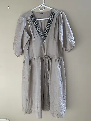 Matta NY YAMINI Beaded DRESS  Sz M Grey Color • $65