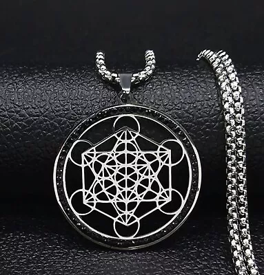 Metatron Cube Stainless Steel Witchcraft Pendant Necklace Celestial Necklace • $17.99