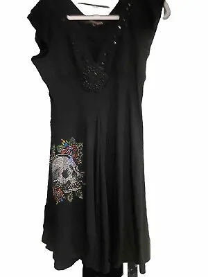 Ed Hardy SkullRhine Stone Black Dress  Size L • $80