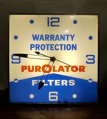 Vintage Purolator Filters PAM Lighted Advertising Bubble Clock Automotive Sign • $695