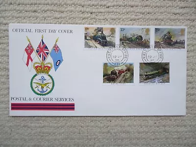 1985 Famous Trains FORCES POSTAL SERVICES FDC FPO991 Postmark Military Railways • $2.51