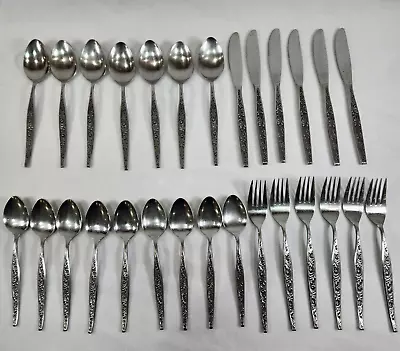 Vintage 28 Piece Japan Stainless Steel Floral Silverware Flatware 6 Service Set+ • $66.99