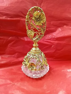 Antique Floral Dogwood Glass Matson Perfume Bottle Gold Gilding • $89