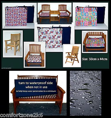 £22 • Buy CUSHIONS 2x ZIPPY LARGE FANCY UNION JACK CHAIR SEAT PADS GARDEN FURNITURE WASH 