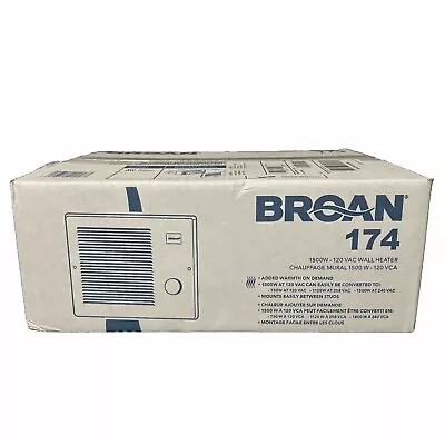 Broan 174 Wall Heater 750/1500 Watt 120 Vac - White Free Shipping New & Sealed • $119.99