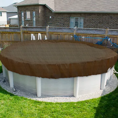 Round Winter Pool Cover Safety Heavy Duty Swimming Cover Above Ground Pool Brown • $119.87