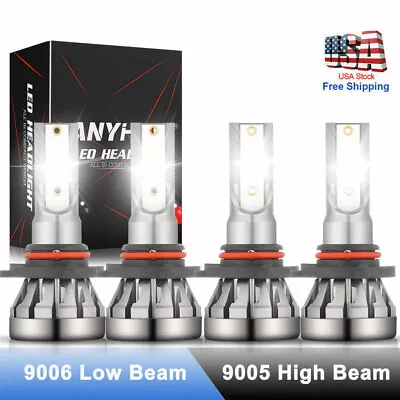 $14.39 • Buy 9005 9006 LED Headlights Kit Combo Bulbs 6500K High Low Beam Super White Bright