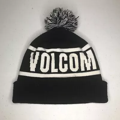 Genuine Volcom Cuffed Pom Pom Beanie Unisex OS Winter Hat Black/White • $13