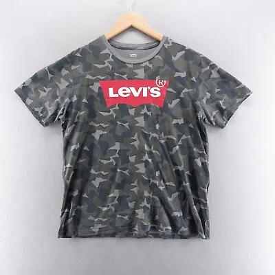 Levi's Mens T Shirt Large Green Camouflage Graphic Print Logo Cotton* • £11.39