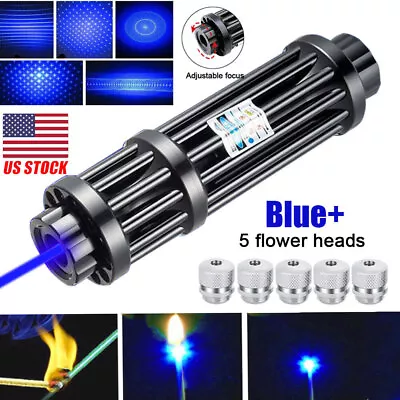 6Watt Blue Burning Laser Pointer Visible Light Beam SOS +5 Caps US • $46.99