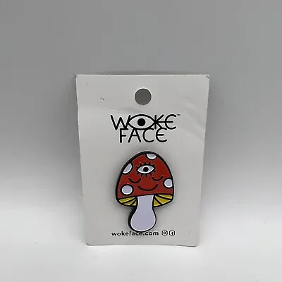Woke Face Brand Mushroom Enamel Pin - 1.5” Soft Enamel Lapel • $14.95