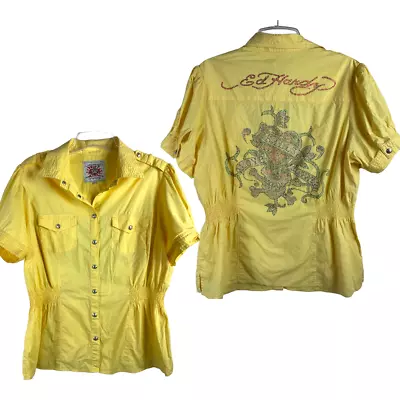 Ed Hardy Love Kills Yellow Blouse Size 1X • $28