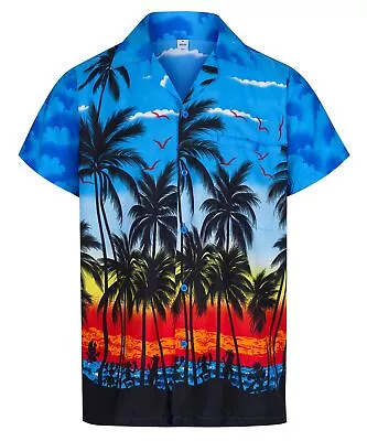 Mens Hawaiian Shirt Stag Palm Tree Aloha Holiday Beach Summer Fancy Party S-3xl • £11.95