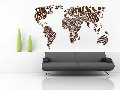 World Map Wall Stickers Vinyl Art Decals Wall Quotes • £20.99