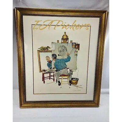 RARE NORMAN ROCKWELL SIGNED LITHOGRAPH TRIPLE SELF PORTRAIT ON JAPON PAPER 1of25 • $42000