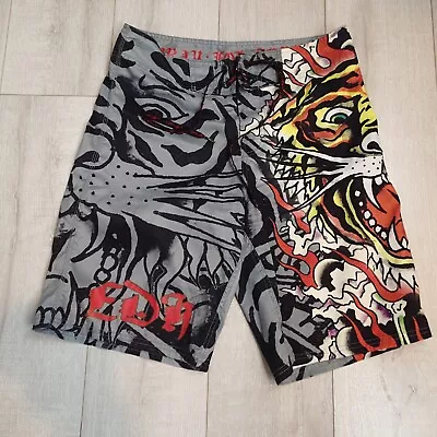 Ed Hardy Burning Tiger Pray For Surf Swim Trunks Board Shorts Men’s Size 32 • $29.95