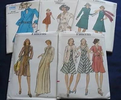 Lot Of 5 Vintage 1970s Vogue Sewing Patterns Misses Sz 14 Uncut Dresses Jackets • $36.79