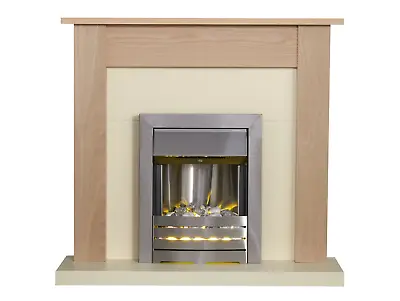 Adam Southwold Fireplace Oak & Cream + Helios Electric Fire Brushed Steel 43  • £177.95