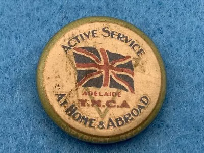 WW1 Australian ACTIVE SERVICE AT HOME & ABROAD ADELAIDE YMCA Button Badge Z70 • $6.99