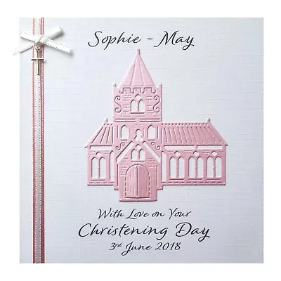 Handmade PERSONALISED Christening / Baptism Card Church - Girl Or Boy • £8.85