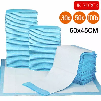 £9.99 • Buy 50/100/200 Absorbent Large Puppy Training Pads Pet Toilet Pee Wee Mat Uk 60x45cm