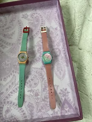 Swatch Watch Lot Of 2  Women’s Watches 1980’s Vintage Pink Flamingo Ladies • $22.50