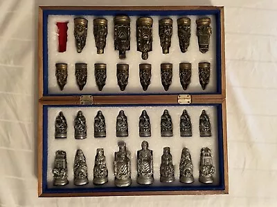 Rare Vintage Asian/chinese Heavy Metal Bronze/pewter Chess Set • $299.95