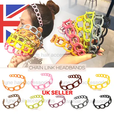  Alice Head Hair Bands For Women/Girls Chain Link Non-Slip Colour Plastic Wave | • £2.99