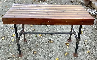 Custom Handmade Wood Wooden Kitchen Coffee Entryway Island Table Iron Pipe Legs • $299.99