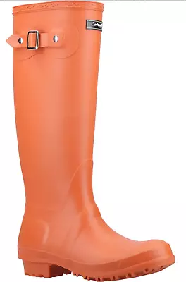 Cotswold Sandringham Womens Orange Classic Rubber Tall Wellington Wellies • £34.99