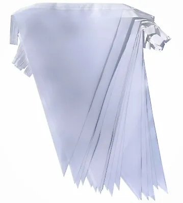 White Wedding Bunting 25 Flag 10m Fabric Bunting Garden Party Bridal Shower • £5.99