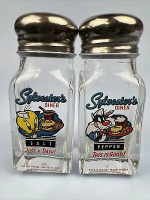 Vintage 1996 Sylvester's Diner With Tweety Bird Glass Salt & Pepper Shakers • $16.50