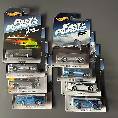 2016 Hot Wheels Fast And Furious Set Skyline R34 GTR Supra Escort RS Subaru STI • £79.99