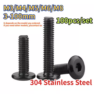 M3-M8 304 Stainless Steel Allen Hex Socket Ultra Thin Flat Wafer Head Screw Bolt • $24.13