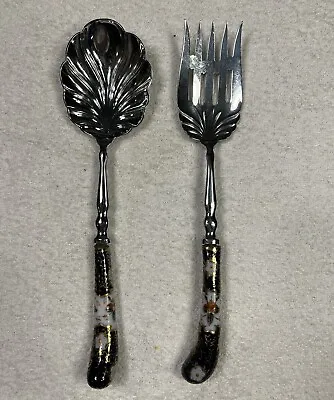 Vintage - A.E. Lewis Co Sheffield England - Scallop Serving Spoon & Fork • $15