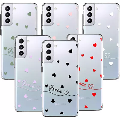 Phone Case For Samsung Galaxy A34 A15 A53 S23 S24 Personalised Heart Clear Cover • £4.90