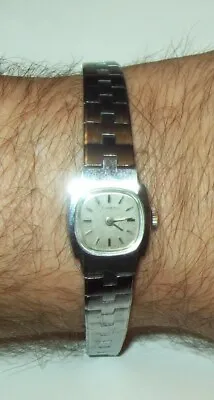Timex Mechanical Hand-Wind Ladies Watch Sleek Low Profile Smooth Silver Link • $29.99