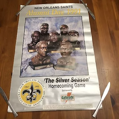 1991 New Orleans SAINTS  ALUMNI DAY POSTER  20 X 30 Vintage Mora Benson • $20