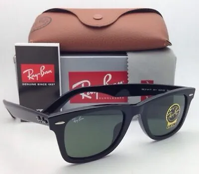 $209.99 • Buy New RAY-BAN WAYFARER Sunglasses RB 2140-F 901 52-22 Black Frame W/ Green Lenses